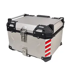 GENERAL - BAÚL ALUMINIO METALWOLF 55 LT CON ESPALDAR Y BASE PLATEADO