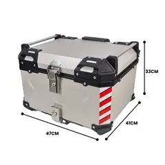 GENERAL - BAÚL ALUMINIO METALWOLF 55 LT CON ESPALDAR Y BASE PLATEADO