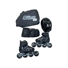 GENERICO - Kit Patines Sport Semiprofesionales Negro
