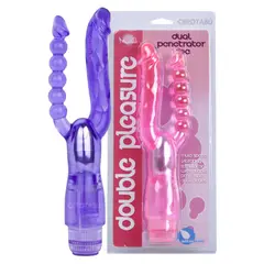 GENERICO - Vibrador Consolador Dildo Doble Penetración Anal Vaginal Morado