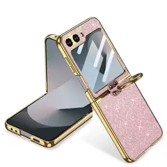 GENERICO - Estuche Gkk Leather Escarchado para Samsung Z Flip 5 Rosa