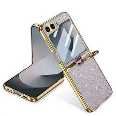 GENERICO - Estuche Gkk Leather Escarchado para Samsung Z Flip 5 Lila