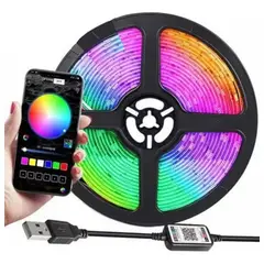 GENERICO - Cinta Flexible Luces Led 5m Con Control Bluetooth Multicolor