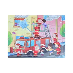 GENERICO - Rompecabezas En Madera Bomberos Camion Niños Aprendizaje