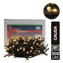 GIO HOME - Luz Navideña Calida X 500 Led 8 Funciones Cable Verde