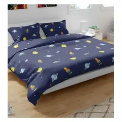 SIRENITAS - Juego de sabanas Cama King Planetas Azul oscuro