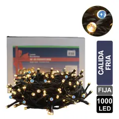 GIO HOME - Luz Navideña Calida - Fria X 1000 Led Fija Cable Verde