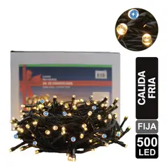 GIO HOME - Luz Navideña Calida - Fria X 500 Led Fija Cable Verde