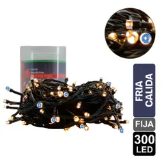 GIO HOME - Luz Navideña Calida - Fria X 300 Led Fija Cable Verde