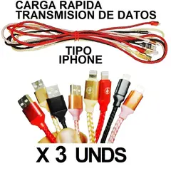 GENERICO - 3 Cables Carga Rápida Tipo IPhone