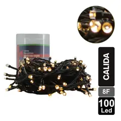 GIO HOME - LUZ NAVIDEÑA CALIDA X 100 LED 8 FUNCIONES CABLE VERDE