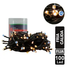 GIO HOME - Luz Navideña Calida - Fria X 100 Led Fija Cable Verde