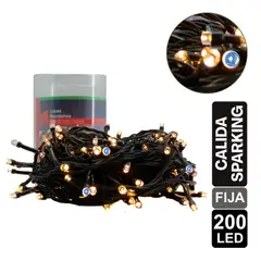 GIO HOME - LUZ NAVIDEÑA CALIDA SPARKLING X 200 LED FIJA CABLE VERDE