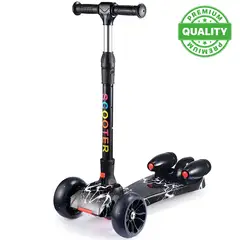 ONE PIXEL - Patineta Scooter Humo Para Niños Bluetooth Negra Con Rayos