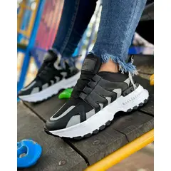 GENERICO - Tenis Negro Gris Dama Zapatillas Zapatos Mujer Lindos Moda Casual