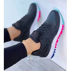 GENERICO - Tenis Negro Dama Zapatillas Zapatos Mujer Lindos Moda Casual