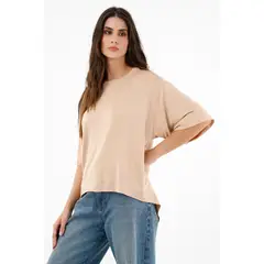 TOPMARK - Camiseta café con ruedo largo para mujer