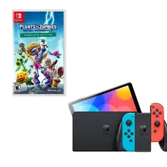 NINTENDO SWITCH - Oled Neon Con Juego Plantas vs Zombies