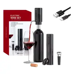 XALTA - Set Kit Sacacorchos Recargable Usb Para Vino + Dispensador