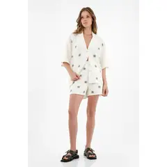 TOPMARK - Camisa crudo con mini bordados para mujer