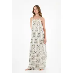 TOPMARK - Vestido de tiras trenzadas estampado para mujer