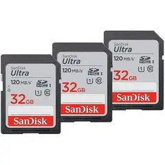 SANDISK - Memoria SD 32GB Pack x 3 Ultra 120 MB/S UHS-I C10 U1