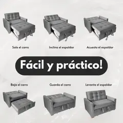 ESTILO RELAX - Sofá Cama Germany 3 en 1 - Gris - Estilo Relax®
