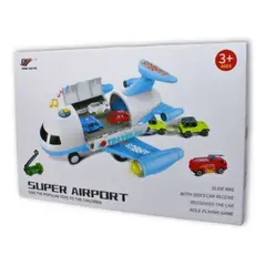 GENERICO - Juguete Avión Sonidos Rampa 6 Carritos Metálicos Infantil