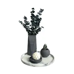DE CONCRETO MATERAS Y DISEÑO - Setx4 Florero Alice de cemento Oscuro Mármol negro