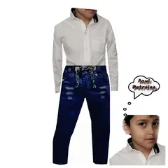 ZAFIRO JEANS - Pantalón en denim para niño combinación camisero infantil
