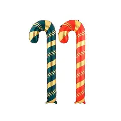 GENERICO - 2 globos baston decoración navidad de 150 cm verde y rojo