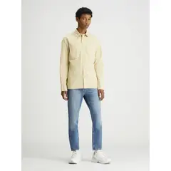 CALVIN KLEIN - Camisa Beige Con Textura Lineal Para Hombre