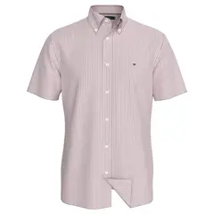 TOMMY HILFIGER - Camisa de Rayas Rosada Heritage Oxford