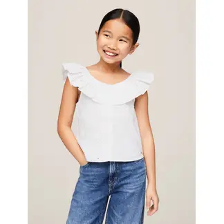 TOMMY HILFIGER - Blusa Blanca Niña Blanca Calada Cropped Th Monogram