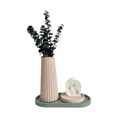 DE CONCRETO MATERAS Y DISEÑO - Setx3 Florero Alessia de cemento NudeOliva