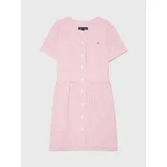 TOMMY HILFIGER - Vestido rosado camisero con diseño de rayas Para Niña