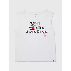 TOMMY HILFIGER - Camiseta Blanca Sin Mangas En Algodón Para Niña