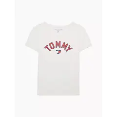 TOMMY HILFIGER - Camiseta Niña Blanca Con Logotipo De Corazón Adaptive