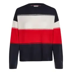 TOMMY HILFIGER - Saco multicolor tejido con diseño global stripe
