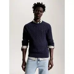 TOMMY HILFIGER - Saco azul classics de punto trenzado