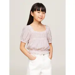 TOMMY HILFIGER - Blusa Rosada Niña Rosada Cropped De Estampado Floral