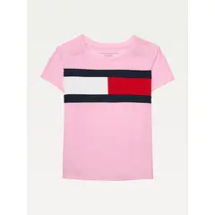 TOMMY HILFIGER - Camiseta Niña Rosada Con Logotipo De Bandera Adaptive