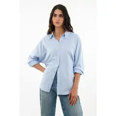 TOPMARK - Camisa clásica azul para mujer