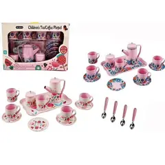 JUGUETERIA EXPRESS - Juego Set De Té Loza Metálico 14 Piezas Juguete