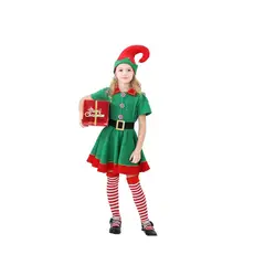 GENERICO - Disfraz De Elfo De Niña Duende Navidad Pijama Papa Noel