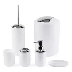 GENERICO - Set Utensilios Accesorios De Baño Jabonera Papelera Juego X6