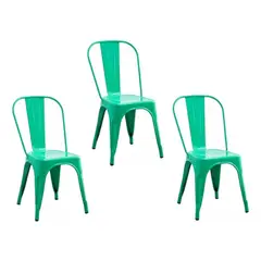 MOBLIHOUSE - Set X3 Silla Metálica Amarilla Para Comedor, Restaurante