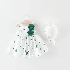 LUSOLSI - Vestido de bebé con sombrero ropa encantadora de verano niña pequeña
