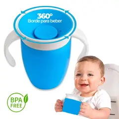 BOOGY - Vaso entrenador 360 para bebe con manijas azul