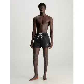 CALVIN KLEIN - Bermuda De Baño Negra Corto Con Cinturilla Doble - Ck96